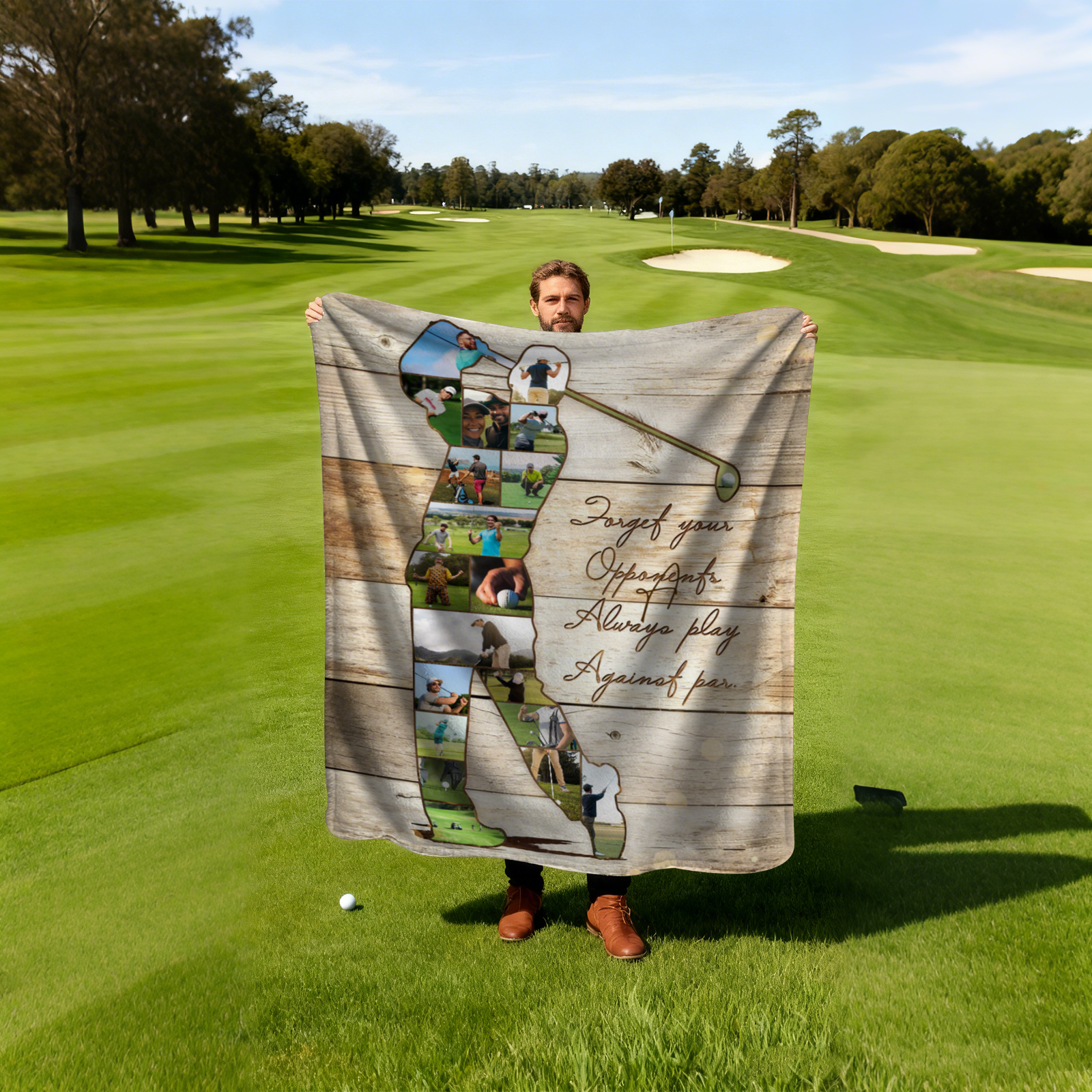 Personalized Golfer Photo Collage Blanket,Golf Coach Gift, Gift For Golf Lovers