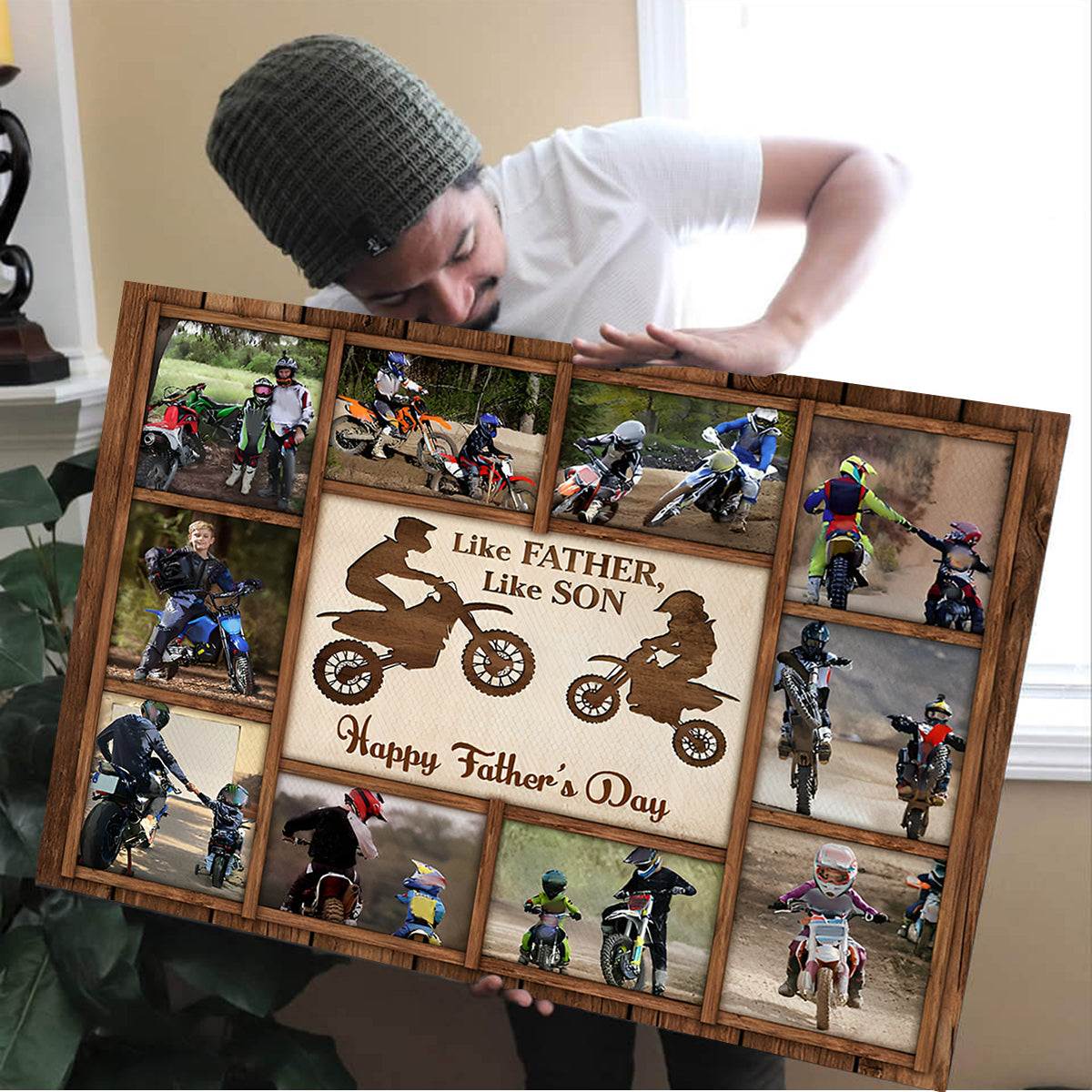 Personalized Father and Son Motocross Canvas/Poster Father’s Day Gift