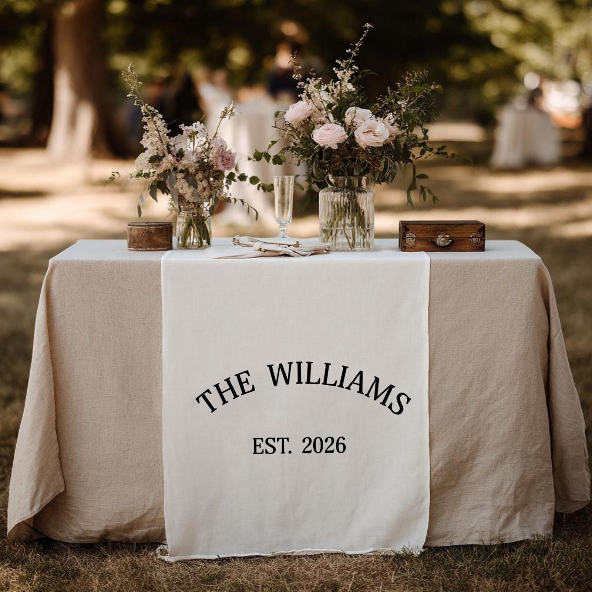 Personalized Family Name Wedding Table Runner, Custom Last Name Sign Banner, Sweetheart Table Decor, Anniversary Gift Idea