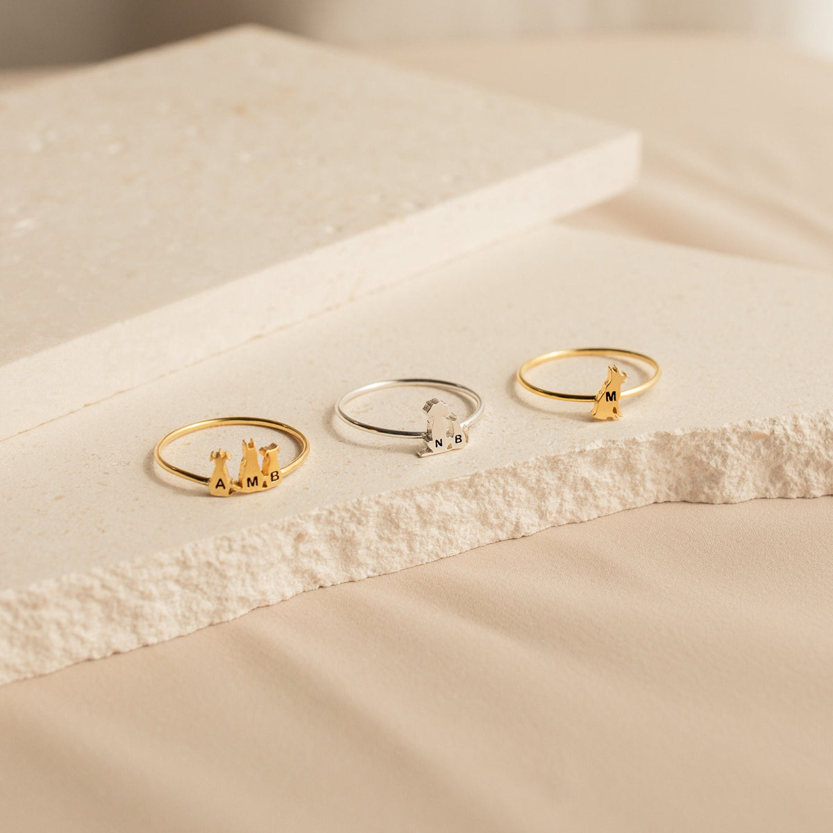 Personalized Pet Ring Pet Lover Memorial Gift Sympathy Gift Stackable Engraved Animal Initial Ring