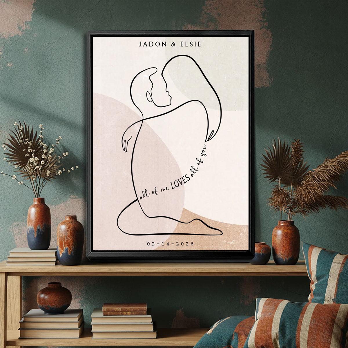 All of Me Loves All of You Bedroom Art for Above Bed Canvas Print Personalized Gift for Couples