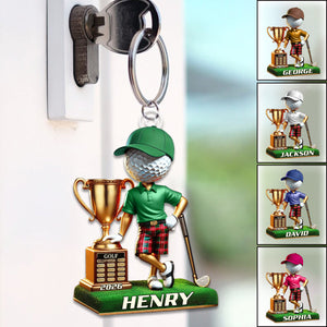 Personalized Name and Year Golf Champion Keychain Gift For Golf Lovers