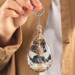 Custom Photo Keychain - Personalized Memorial Sympathy Gifts For Loss Of Mom, Dad