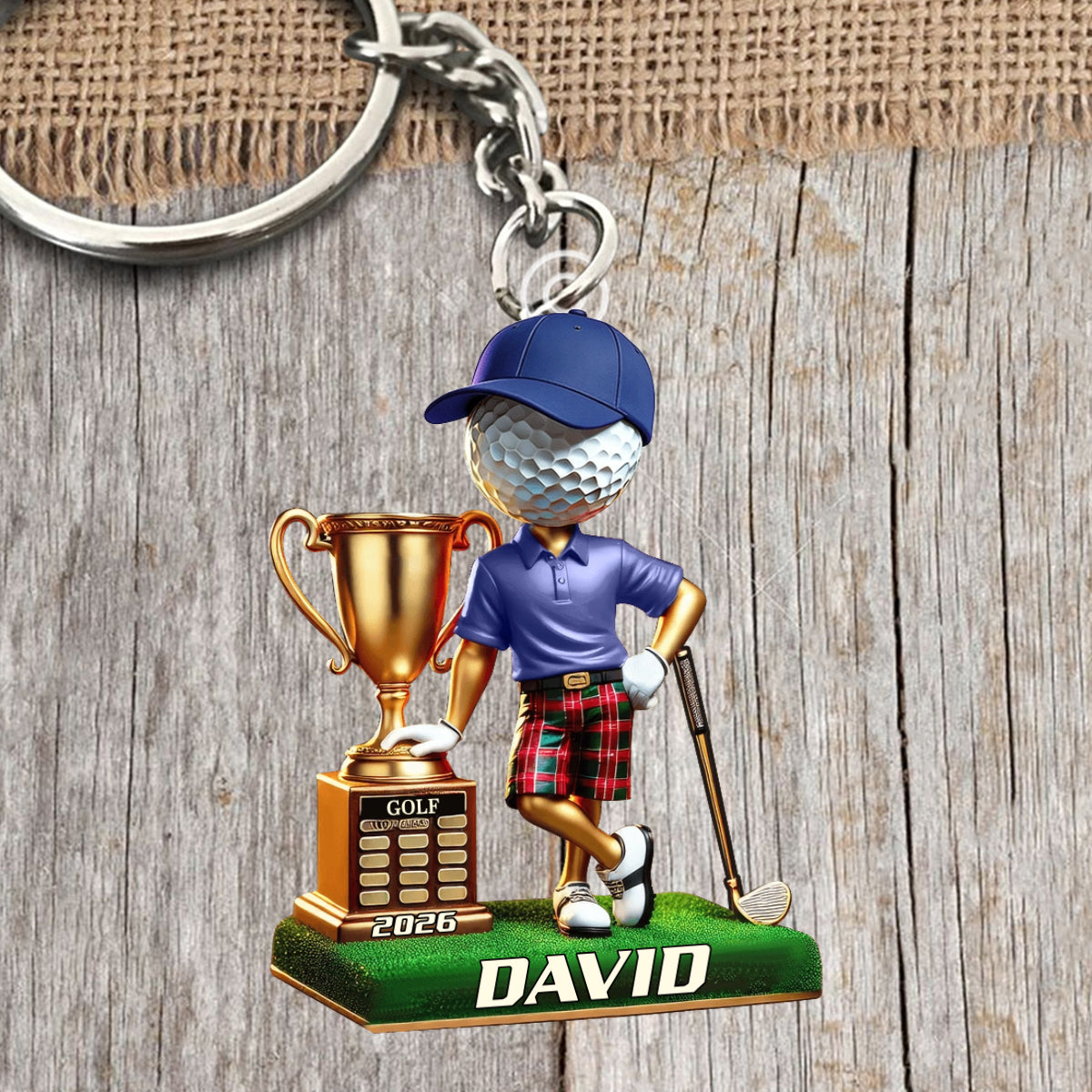 Personalized Name and Year Golf Champion Keychain Gift For Golf Lovers