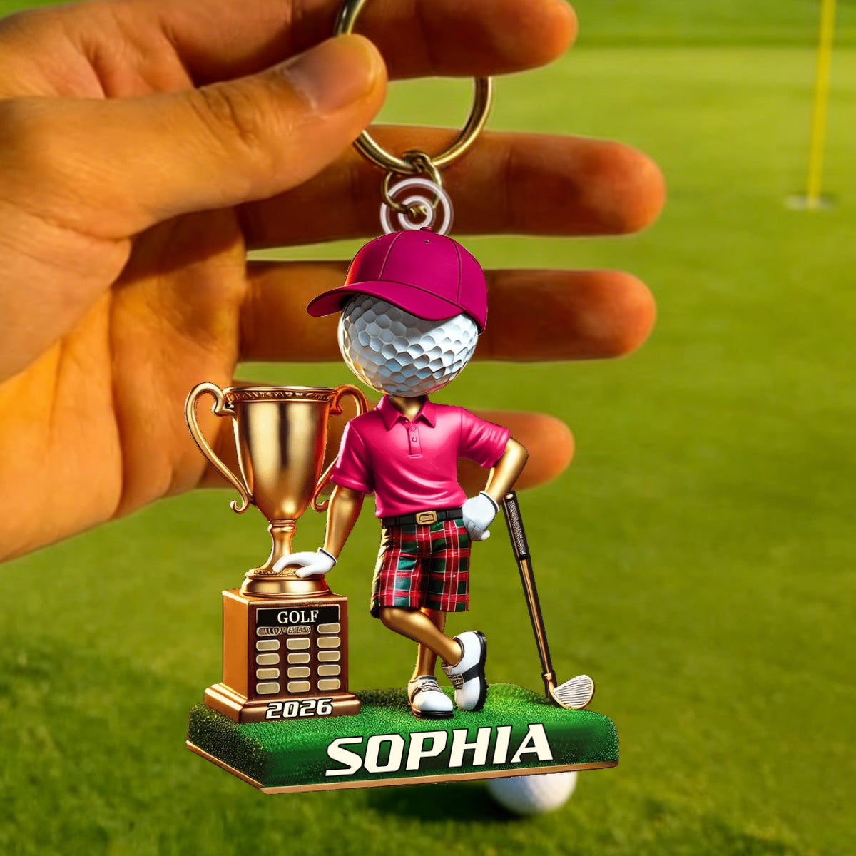 Personalized Name and Year Golf Champion Keychain Gift For Golf Lovers