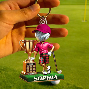 Personalized Name and Year Golf Champion Keychain Gift For Golf Lovers