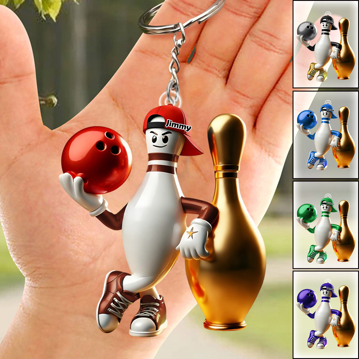 Personalized Custom Name Bowling Acrylic Keychain, Gift for Bowling Lover