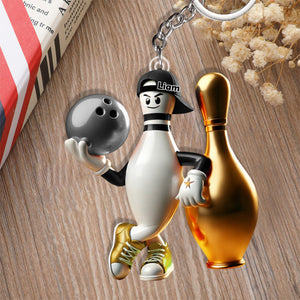 Personalized Custom Name Bowling Acrylic Keychain, Gift for Bowling Lover
