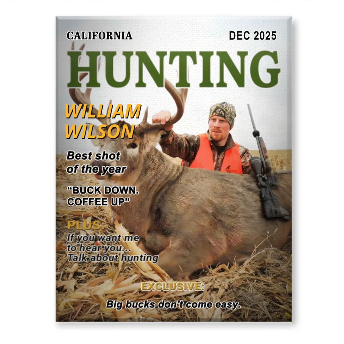 Wild At Heart Custom Photo Hunting Magazine Cover, Personalized Hunting Gifts for Men, Hunting Dad Gift, Funny Hunter Gift for Outdoorsman