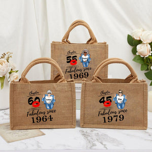 Fabulous Since - Personalized Jute Tote Bag - Birthday Loving Gift