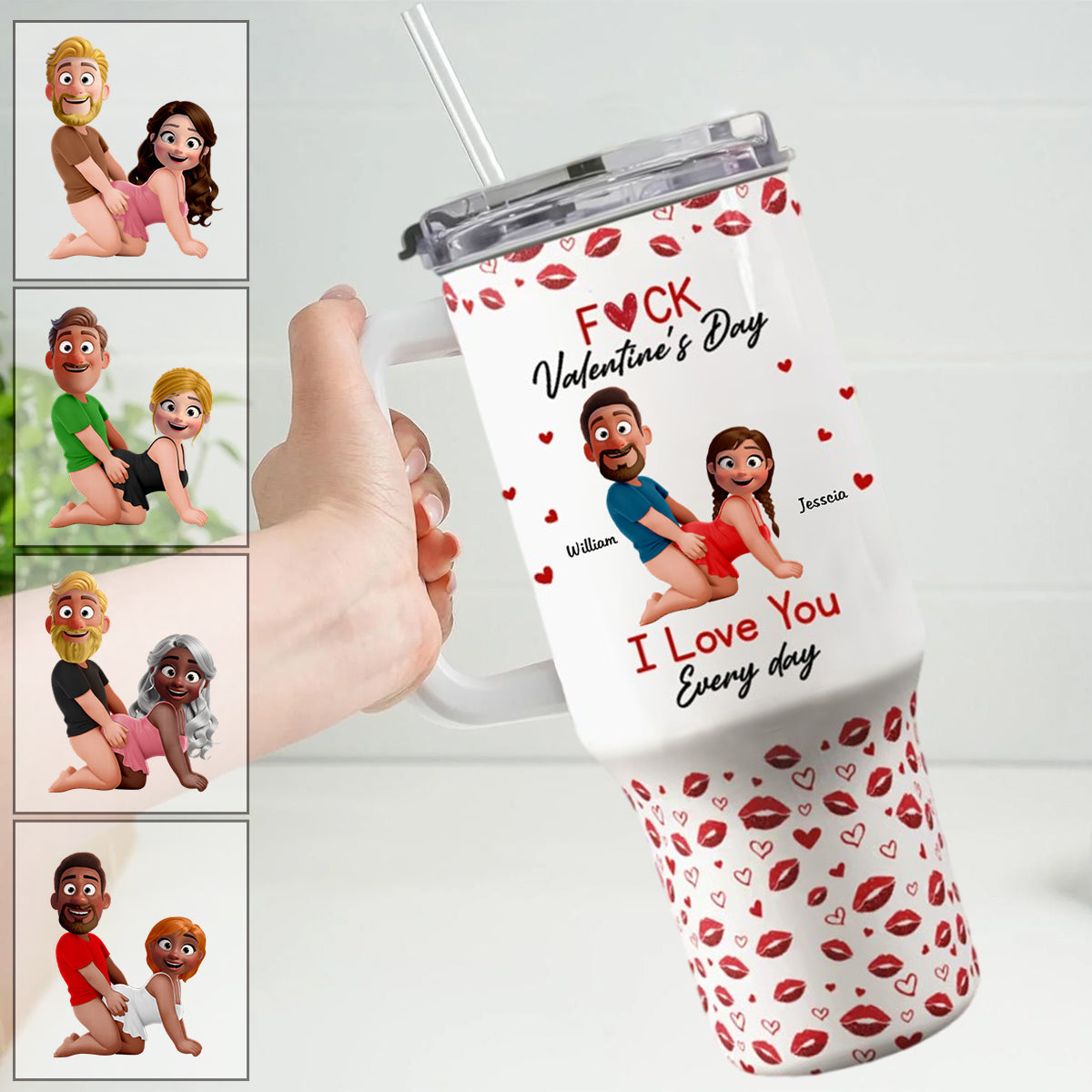 I Love You Every Day - Fun Valentines Gifts For Her, Wife - Personalized 40oz Tumbler With Straw