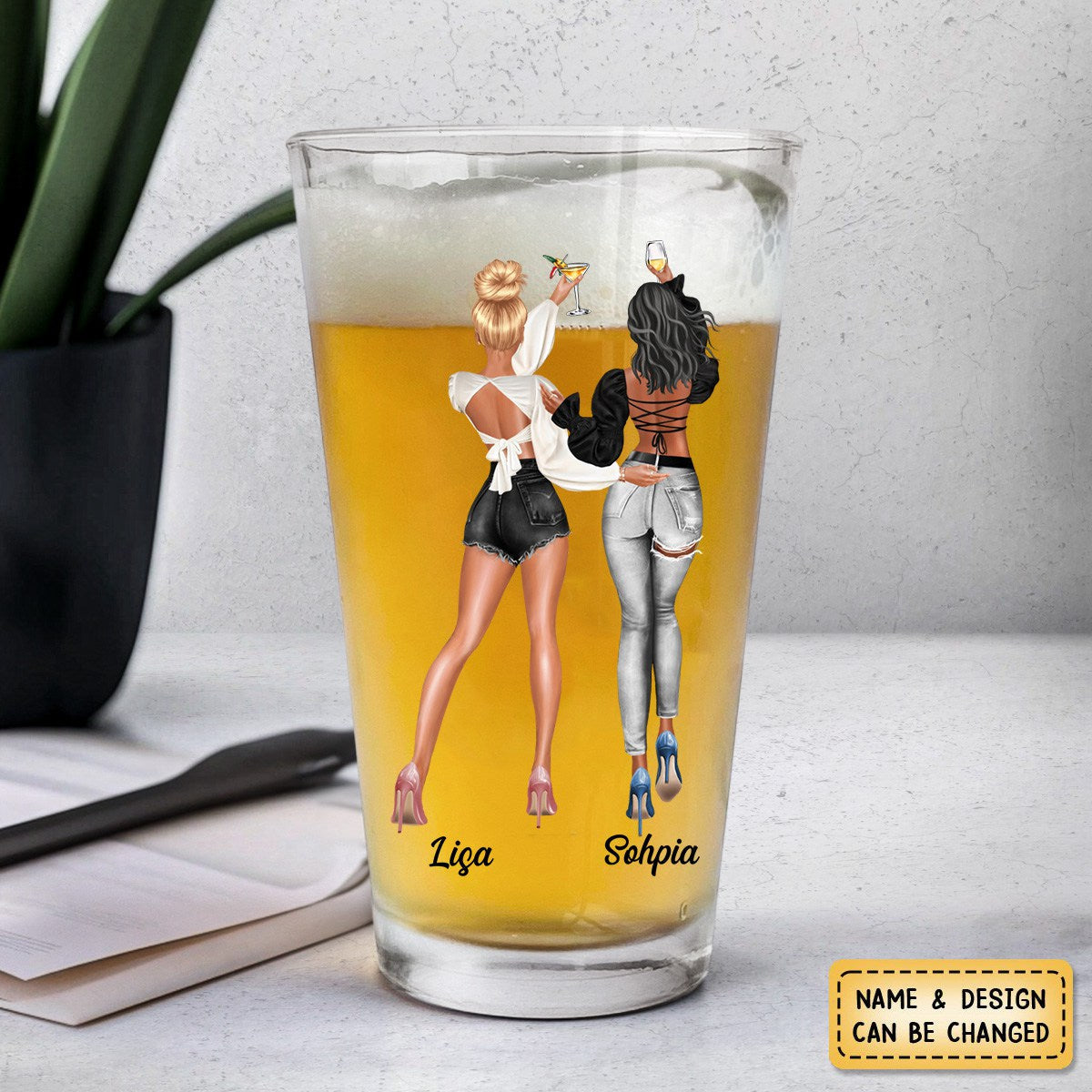 Are We Drunk? - Personalized Sister Bestie Beer Glass Gift