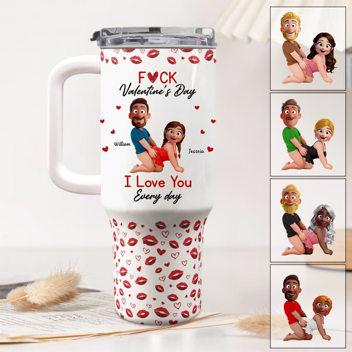 I Love You Every Day - Fun Valentines Gifts For Her, Wife - Personalized 40oz Tumbler With Straw