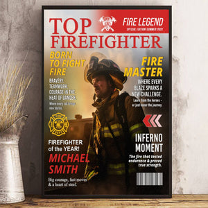 Personalized Firefighter Magazine Cover, Custom Firefighter Gift, Fireman Retirement Gift, Firefighter of the Year Award, Firefighter Appreciation Gift