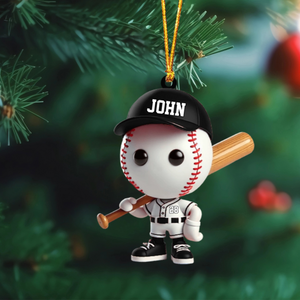 Adorable Baseball Star Personalized Ornament