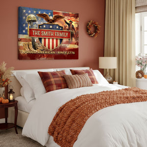 Personalized Proud American Family Name Canvas Poster Wall Art