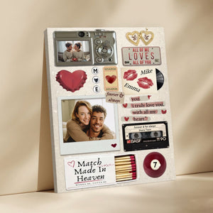Couple’s Memory Scrapbook Canvas - Personalized Custom Wall Art, Anniversary & Valentine’s Day Gift