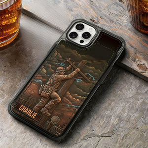 Strongest Lineman - Custom Name Personalized Flip Wallet Phone Case, Gift For Lineman