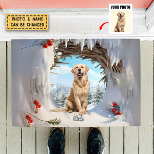 Winter Snowy Christmas Personalized Doormat Gift For Pet Lover