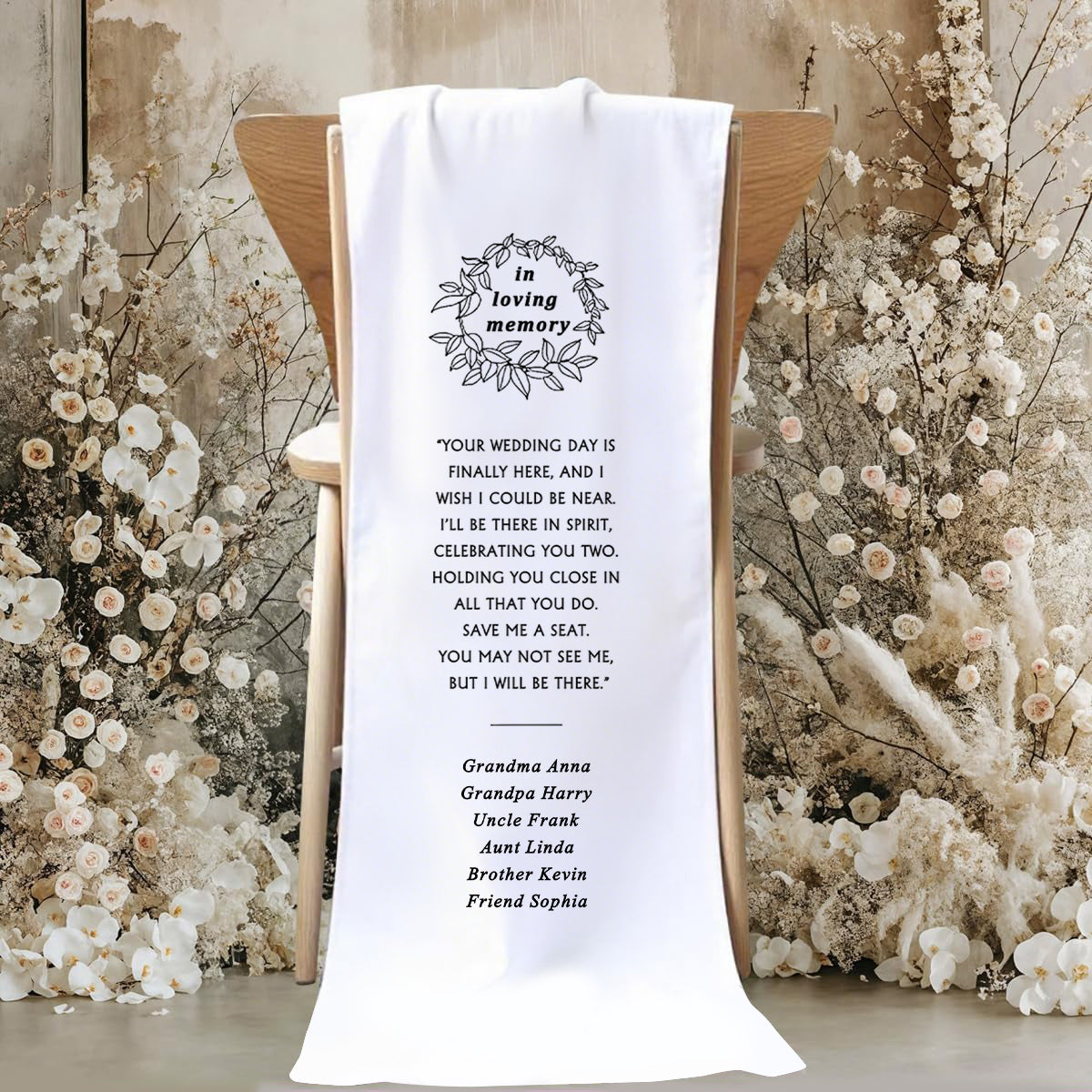 Reserved Wedding Memorial Chair Sign, Personalized Wedding Chair Banner In Memory Of Loved Ones
