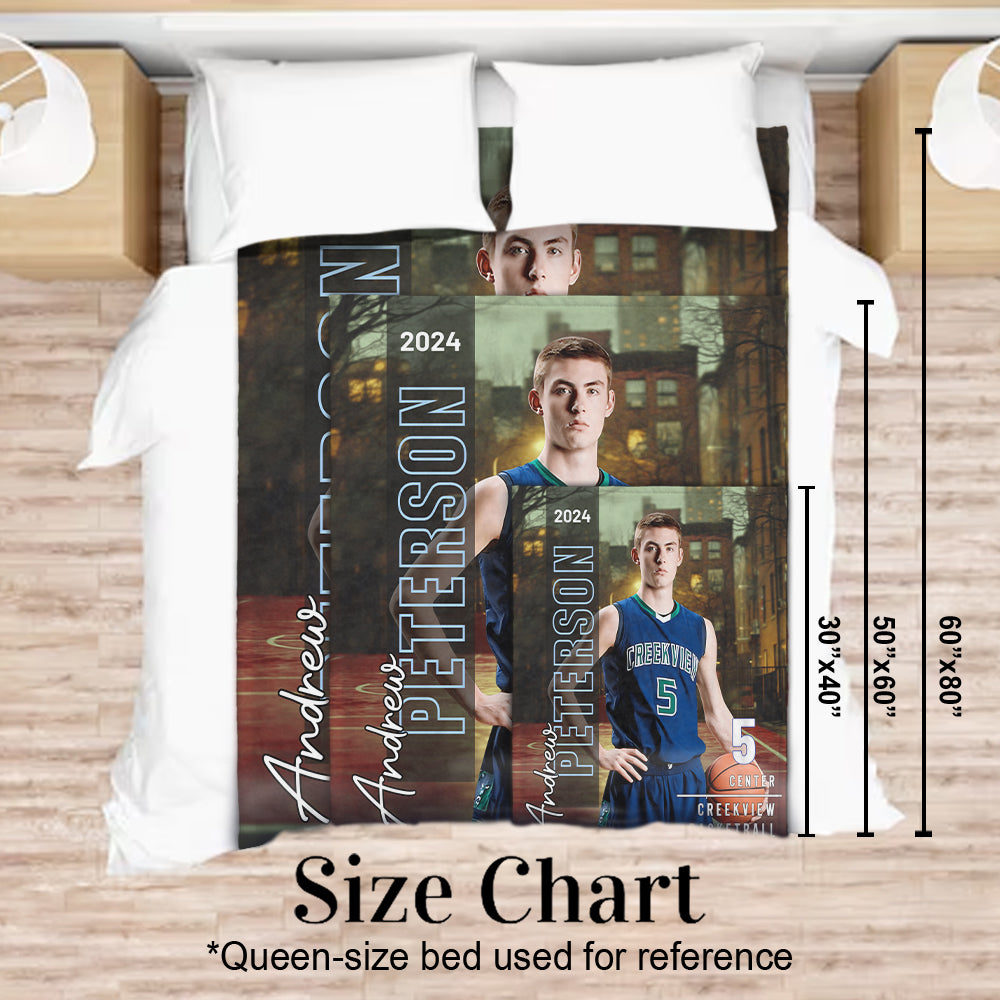 Any Photo, Name, School.... - Personalized Basketball Blanket