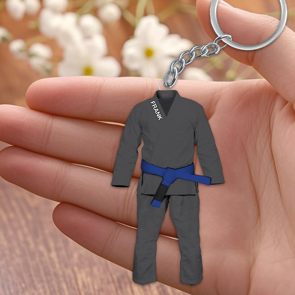 Jiu Jitsu Uniform Custom Name Keychain - Gift For Jiu Jitsu Lovers