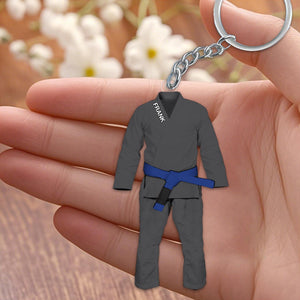 Jiu Jitsu Uniform Custom Name Keychain - Gift For Jiu Jitsu Lovers
