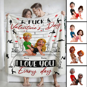 Naughty Couple I Love You Every Day - Personalized Blanket- Personalized Blanket Gifts For Husband And Wife