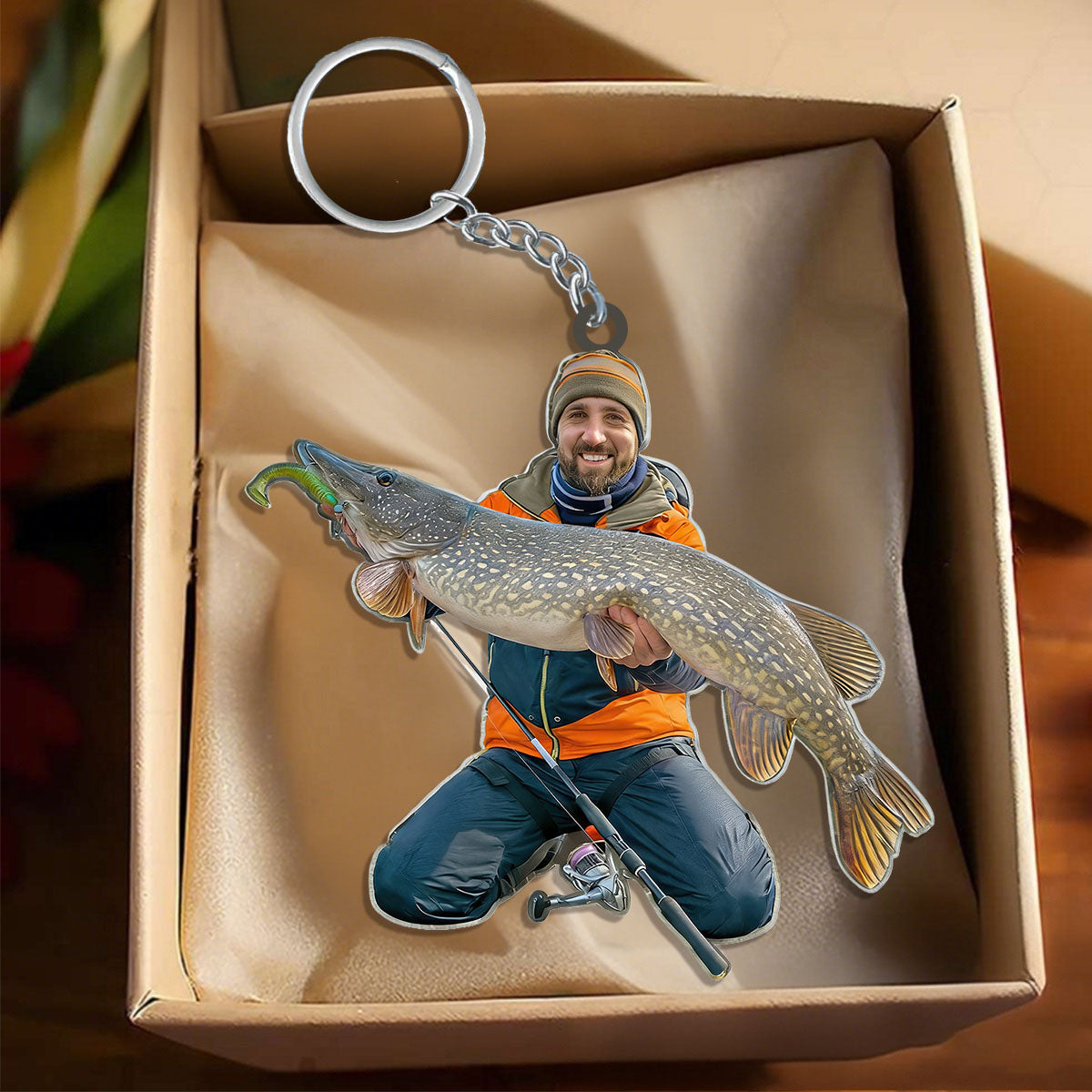 Fishing Big Fishes Custom Photo Personalized Acrylic Keychain Gift For Fisherman, Angler