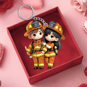 Personalized Gifts For Couple Keychain Firefighter Couple