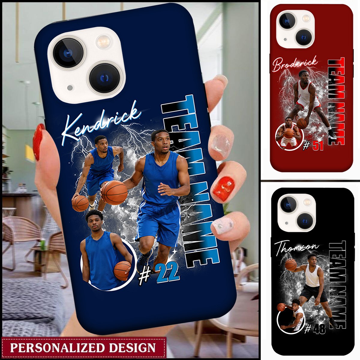 Custom Photo Basketball Player - Personalized Team Name School Name Phone Case