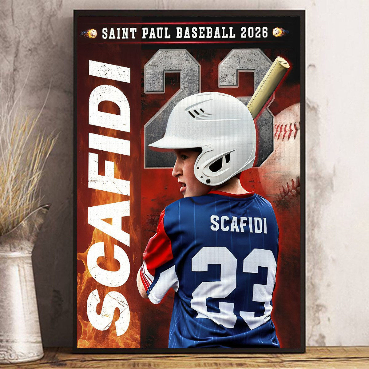 Custom Baseball Senior Portrait Canvas – Personalized Player Photo Name & Number, Gifts For Baseball Players, Senior Night Sports Wall Art