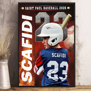 Custom Baseball Senior Portrait Canvas – Personalized Player Photo Name & Number, Gifts For Baseball Players, Senior Night Sports Wall Art