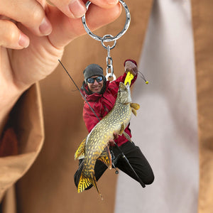 Fishing Big Fishes Custom Photo Personalized Acrylic Keychain Gift For Fisherman, Angler