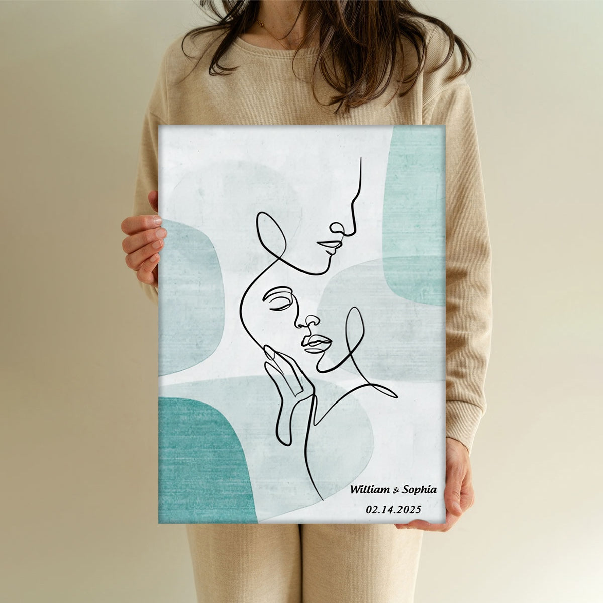 Sentimental Line Couple Art Personalized Canvas