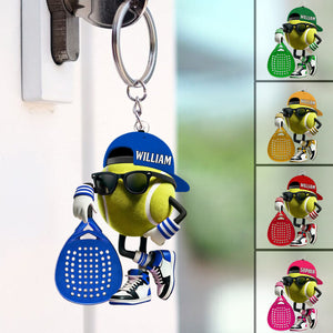 Personalized Custom Name Padel Acrylic Keychain, Gift for Tennis Lover