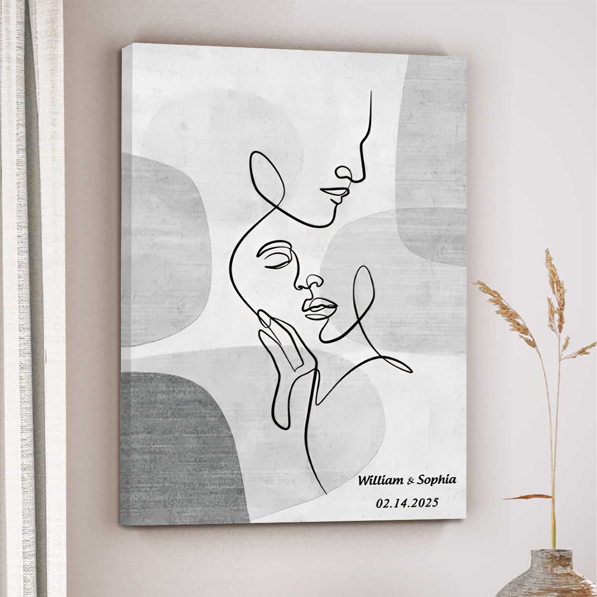 Sentimental Line Couple Art Personalized Canvas