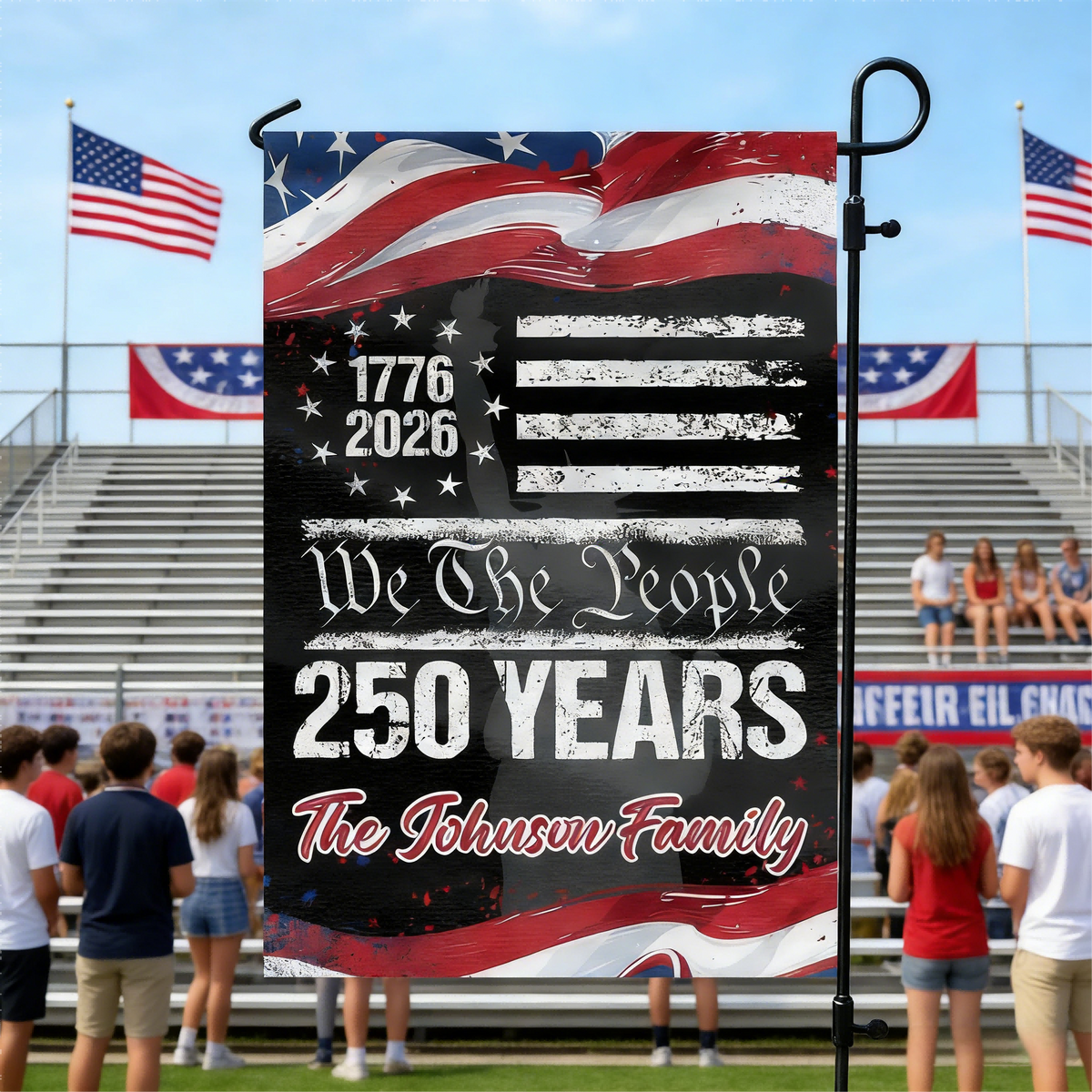 250 Years USA 250th Birthday 1776-2026 Personalized Garden Flag Gift for Family
