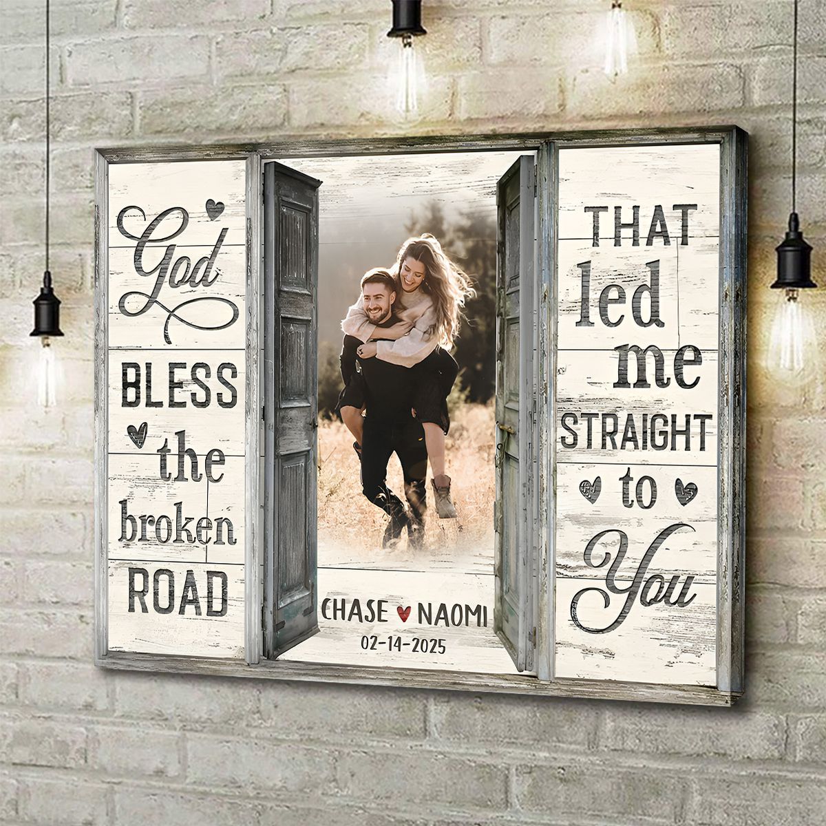 God Bless The Broken Road Window Frame - Personalized Custom Canvas Photo Print