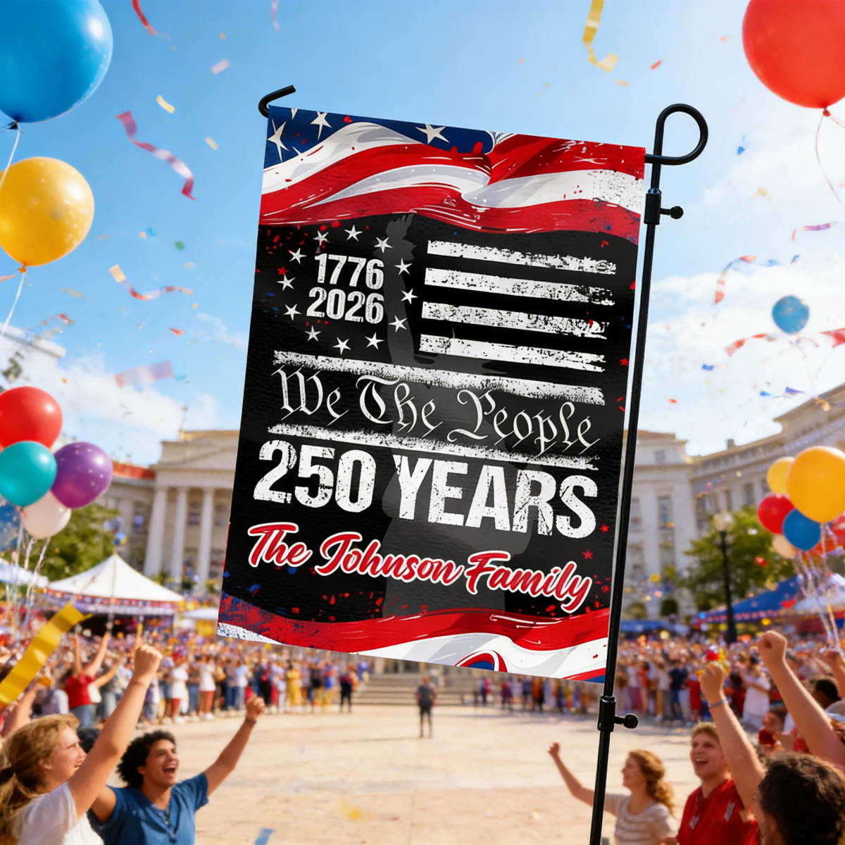 250 Years USA 250th Birthday 1776-2026 Personalized Garden Flag Gift for Family