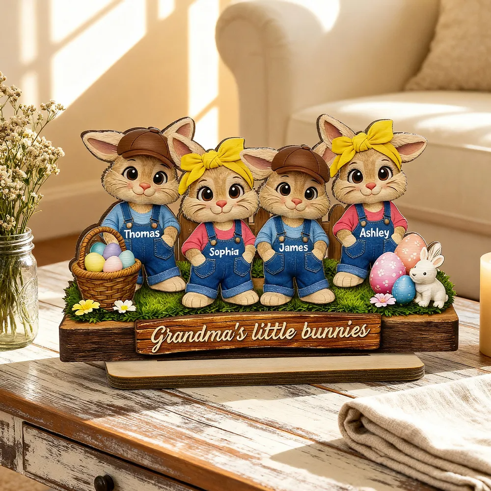 Grandma's Little Bunnies - Personalized Wooden Plaque - Easter Gift for Grandma