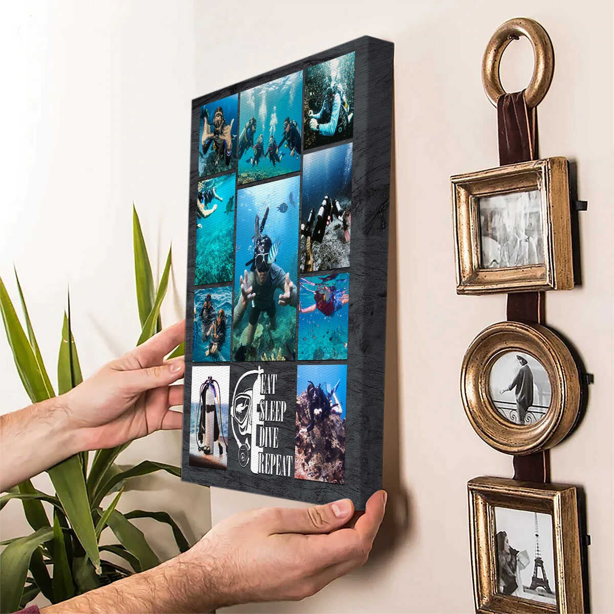 Personalized Scuba Diving Canvas, Custom Underwater Photo Collage