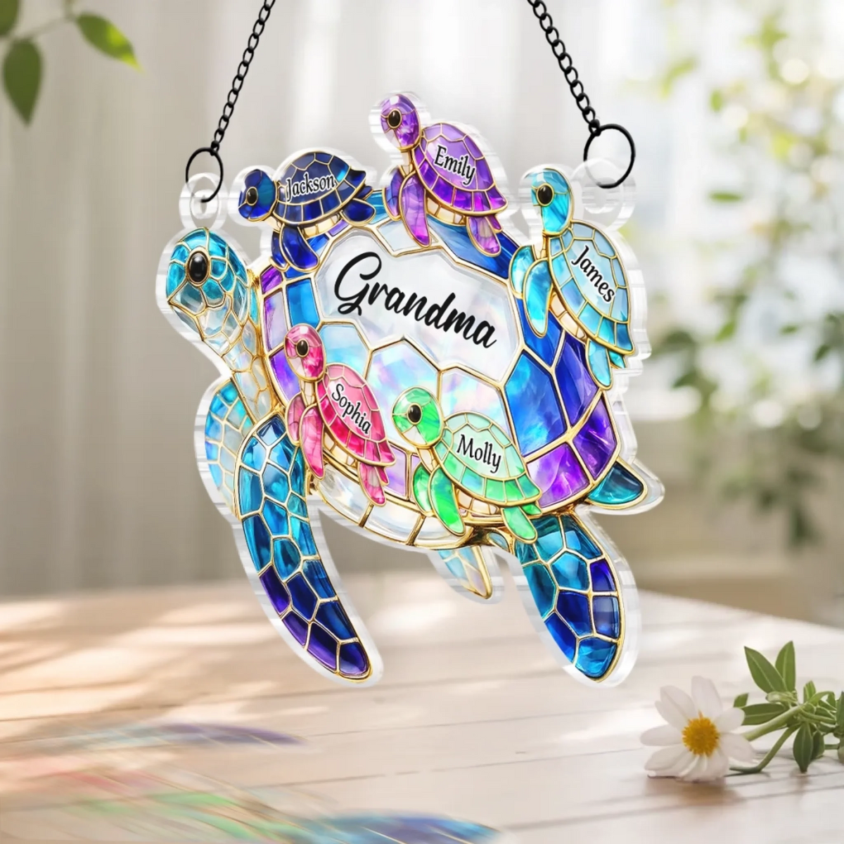 Custom Window Hanging Suncatcher Ornament - Personalized Mother's Day Birthday Gifts For Mom, Grandma