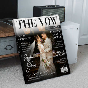 The Vow Magazine Cover, Custom Wedding Love Story Canvas, Romantic Couple Keepsake, Romantic Forever Gift