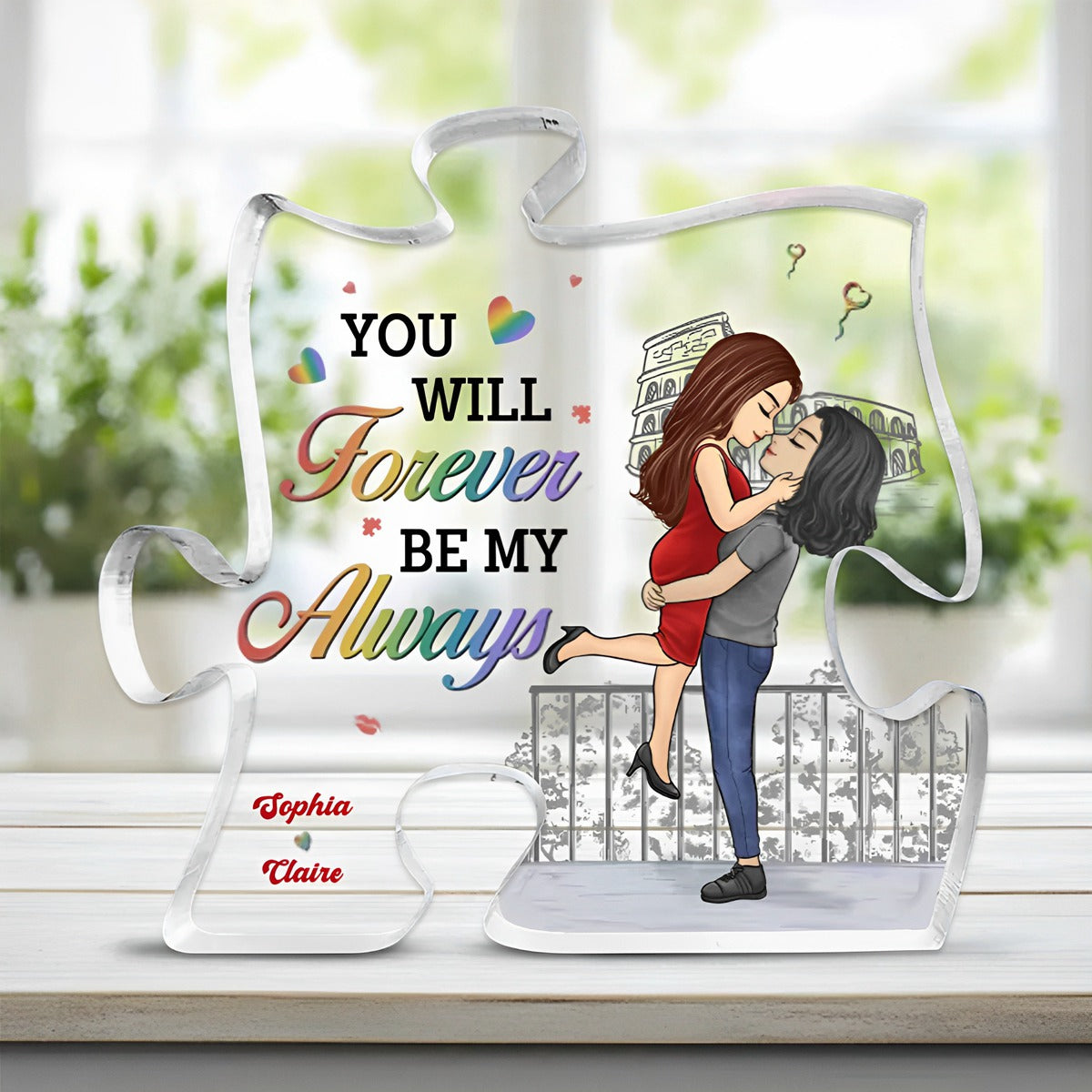 The Day I Met You I Found My Missing Piece - Couple Personalized Custom Puzzle Shaped Acrylic Plaque - Gift For Husband Wife, Anniversary