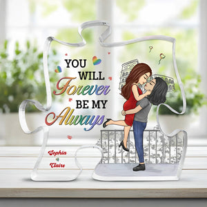 The Day I Met You I Found My Missing Piece - Couple Personalized Custom Puzzle Shaped Acrylic Plaque - Gift For Husband Wife, Anniversary