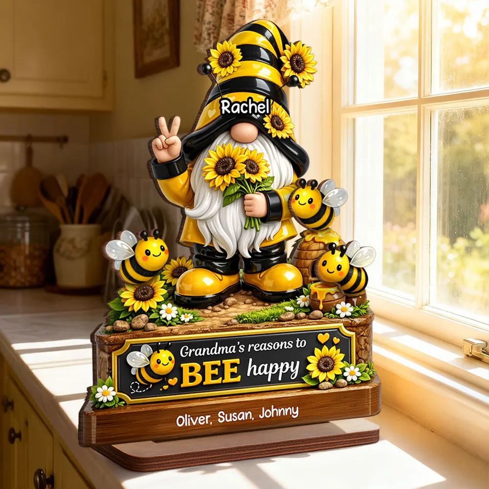 Grandma's Reasons to Bee Happy - Personalized Wooden Plaque - Heartfelt Gift for Grandma