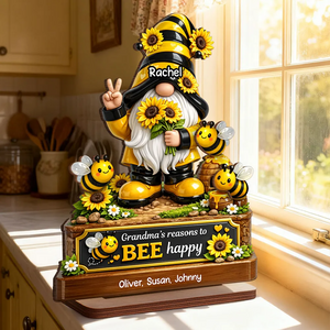 Grandma's Reasons to Bee Happy - Personalized Wooden Plaque - Heartfelt Gift for Grandma