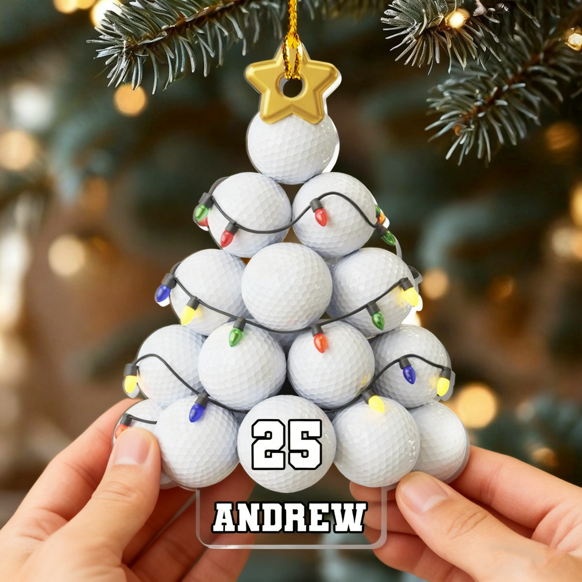 Golf Lovers - Personalized Golf Ball Tree Acrylic Ornament