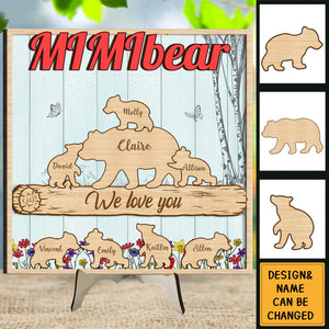 Personalized Grandma Bear 2 Layered Wooden Plaque